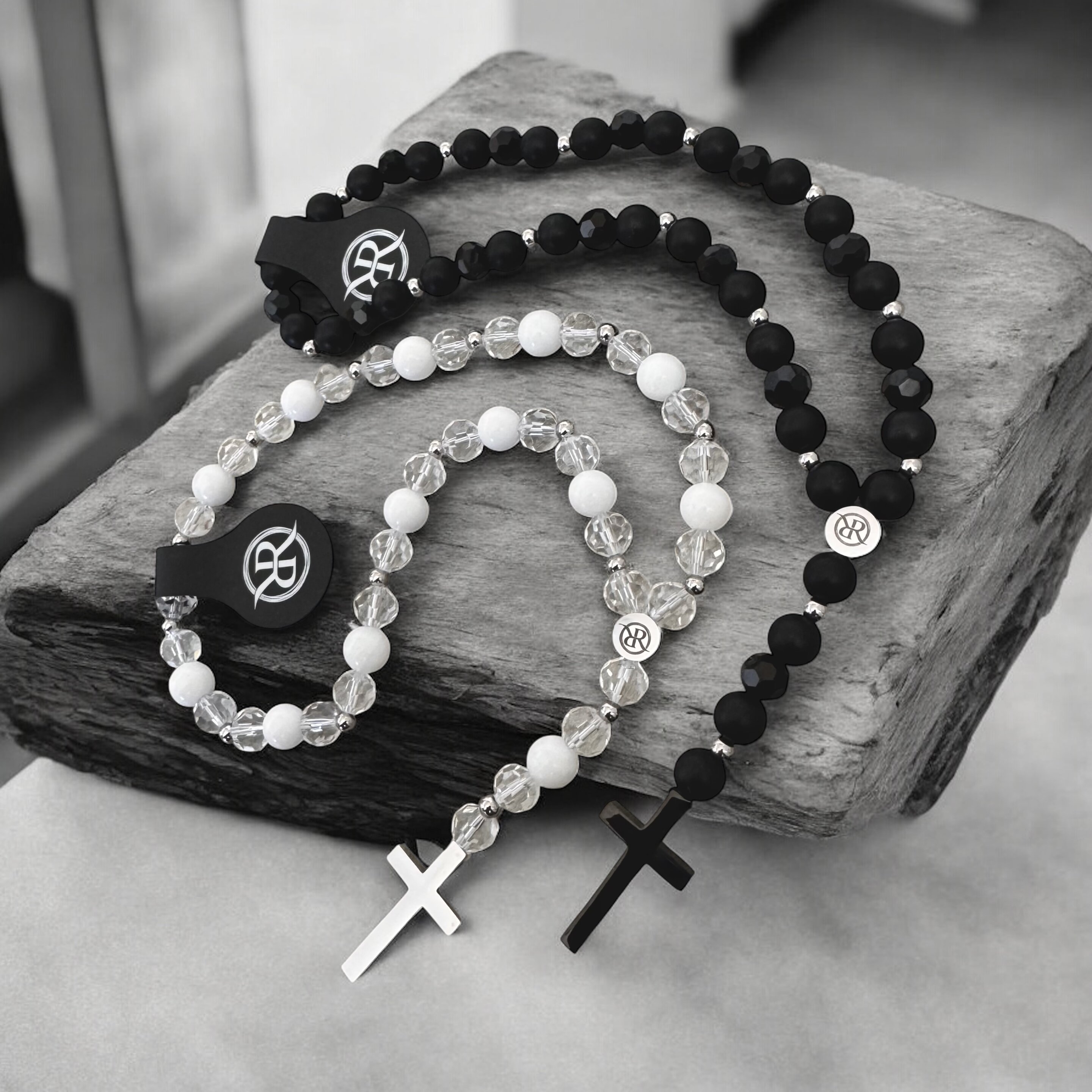 Růženec do auta MAJESTIC s andělem a čtyřlístkem